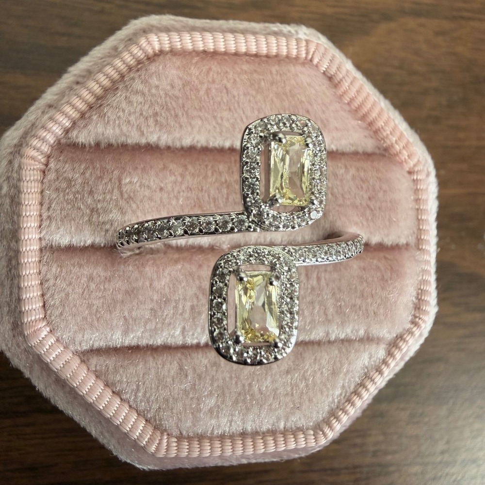 Double Rhinestone Baguette Ring Cloudless Days Bomb Party Size 10 Engagement